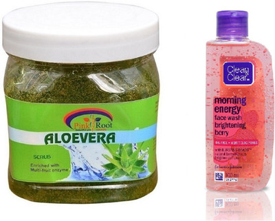 

Pink Root ALOEVERA SCRUB 500ML WITH CLEAN & CLEAR BRIGHTENING BERRY FACE WASH(Set of 2)