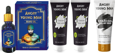 

Angry Young Man Beard Oil (30 Ml), Activated Charcoal Peel Off Mask (50 Gm) & Activated Charcoal Face Wash (2 x 50 Gm)(Set of 4)