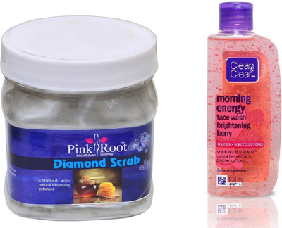 

Pink Root DIAMOND SCRUB 500ML WITH CLEAN & CLEAR BRIGHTENING BERRY FACE WASH(Set of 2)