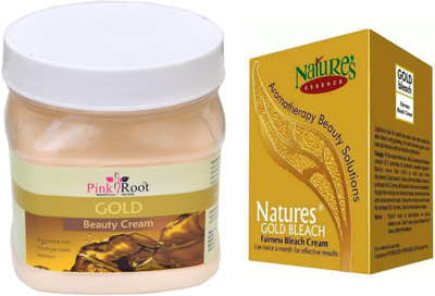 

Pink Root GOLD CREAM 500ML WITH NATURE'S ESSENCE 43G GOLD BLEACH(Set of 2)