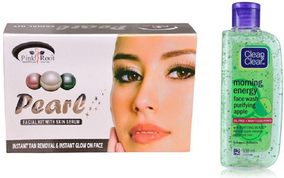 Pink Root PEARL KIT 83G WITH CLEAN & CLEAR APPLE FACE WASH(Set of 2)