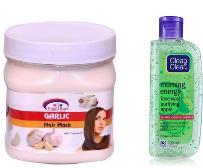 

Pink Root GARLIC MASK 500ML WITH CLEAN & CLEAR APPLE FACE WASH(Set of 2)