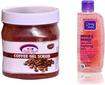 

Pink Root COFFEE SCRUB 500ML WITH CLEAN & CLEAR BRIGHTENING BERRY FACE WASH(Set of 2)