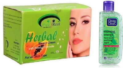 

Pink Root HERBAL BLEACH 250G WITH CLEAN & CLEAR APPLE FACE WASH(Set of 2)