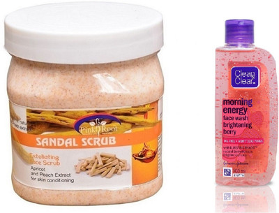 

Pink Root SANDAL SCRUB 500ML WITH CLEAN & CLEAR BRIGHTENING BERRY FACE WASH(Set of 2)