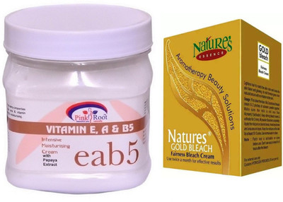 Pink Root VITAMIN EAB5 CREAM 500ML WITH NATURE'S ESSENCE 43G GOLD BLEACH(Set of 2)