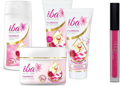 

iba halal care Fairness Essentials combo kit with HUDA Liquid Matte (Video Star)(Set of 5)