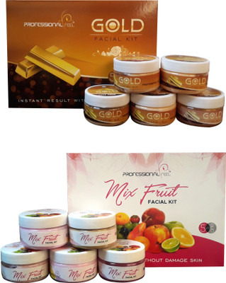 

Professional Gold + MIX FRUIT Facial Kit, Unisex For Fairness, Skin Whitening, Instant Glow (Sp. Combo For A Of Skin ll TypeSolution)(Set of 2)