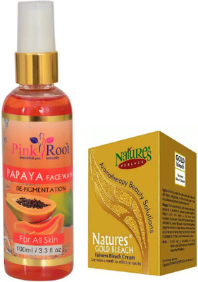 

Pink Root PAPAYA FACE WASH 100ML WITH NATURE'S ESSENCE 43G GOLD BLEACH(Set of 2)