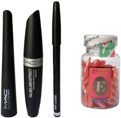 

jollity Animate Facial Oil Capsule And 3 In 1 Kajal & Eyeliner & Mascara Combo Offer Set Of 4(Set of 4)