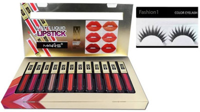

FASHION 1 Imported combo of eyelashes and matte liquid lipstick mars(Set of 13)