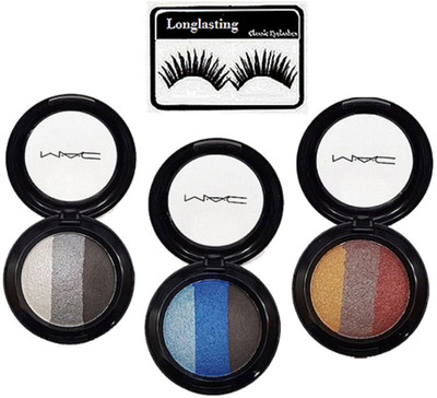 

Longlasting Eyelashes, Mac 3 Shades Eyeshadow (Pack of 3)(Set of 4)