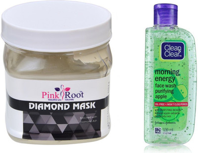 

Pink Root DIAMOND MASK 500ML WITH CLEAN & CLEAR APPLE FACE WASH(Set of 2)