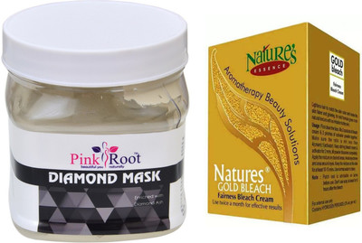

Pink Root DIAMOND MASK 500ML WITH NATURE'S ESSENCE 43G GOLD BLEACH(Set of 2)