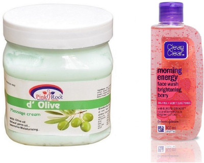 

Pink Root D OLIVE CREAM 500ML WITH CLEAN & CLEAR BRIGHTENING BERRY FACE WASH(Set of 2)