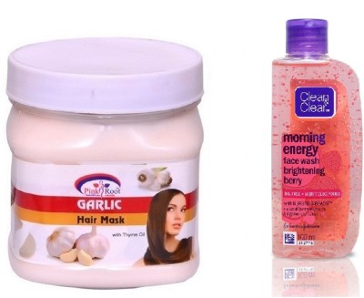 

Pink Root GARLIC MASK 500ML WITH CLEAN & CLEAR BRIGHTENING BERRY FACE WASH(Set of 2)