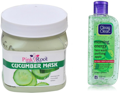 

Pink Root CUCUMBER MASK 500ML WITH CLEAN & CLEAR APPLE FACE WASH(Set of 2)