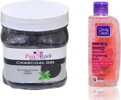 

Pink Root CHARCOAL GEL 500ML WITH CLEAN & CLEAR BRIGHTENING BERRY FACE WASH(Set of 2)