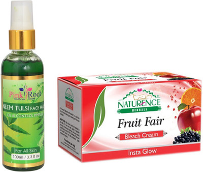 Pink Root NEEM FACE WASH 100ML WITH NATURENCE FRUIT BLEACH 200G(Set of 2)
