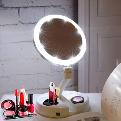 

Store2508 Double Sided Portable Flexible LED Vanity Folding Rotating Makeup Mirror with 1x & 10x magnifying mirrors