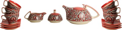 Caffeine Red Mughal Stoneware(Red, Pack of 15) at flipkart