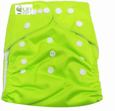 

VBaby Green Cloth REUSABLE Nappy Organic Fabric Washable, Premium Adjustable Cloth With 1 Cotton Insert Lining 0-2 Years - M
