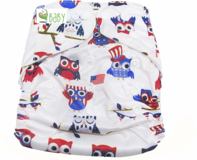 

VBaby Owl Cloth REUSABLE Nappy Organic Fabric Washable, Premium Adjustable Cloth With 1 Cotton Insert Lining 0-2 Years - M
