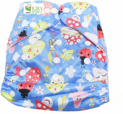 

VBaby Mushroon Cloth REUSABLE Nappy Organic Fabric Washable, Premium Adjustable Cloth With 1 Cotton Insert Lining 0-2 Years - M