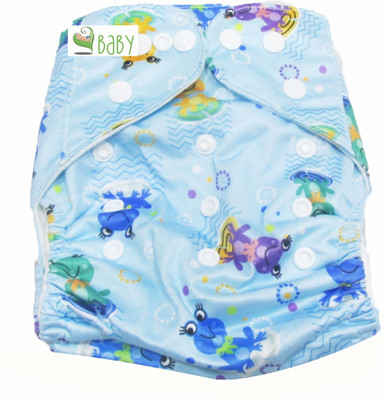 

VBaby Ribik Froggy Cloth REUSABLE Nappy Organic Fabric Washable, Premium Adjustable Cloth With 1 Cotton Insert Lining 0-2 Years - M