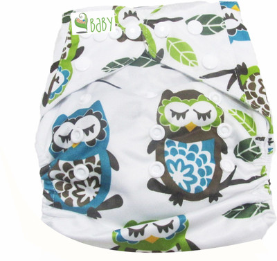 

VBaby Twin owl Cloth REUSABLE Nappy Organic Fabric Washable, Premium Adjustable Cloth With 1 Cotton Insert Lining 0-2 Years - M