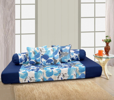 SOUMYA Cotton Abstract Diwan Set(Blue)