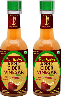 NutrActive 1 Year Matured Apple Cider Vinegar with Extra Mother 1000 ML | Better Digestion Vinegar(2 x 500 ml)
