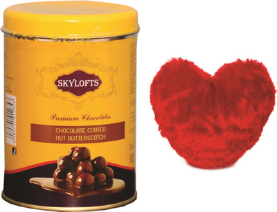 

Skylofts 100gms Nut butterscotch chocolates Tin combo with a cute heart Combo(100gms)