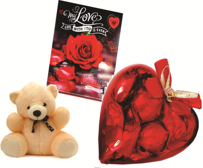 

Skylofts Cute Acrylic Heart Chocolate Gift Pack With A Cute Teddy And Love Card Combo(60gms)