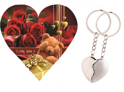 

Skylofts Cute 5pc Chocolate Valentines I MISS YOU Heart Gift Box with magnetic heart key ring Combo(45gms)