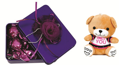 

Skylofts Stylish 100gms Chocolate Ractanguler Tin Gift Pack With A Someone Special Teddy Bear Combo(90gms)