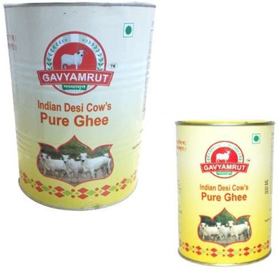 

Gavyamrut BUY 5 LITER DESI COW GHEE AND GET 500ML GHEE FREE 5.5 L Tin(Pack of 2)