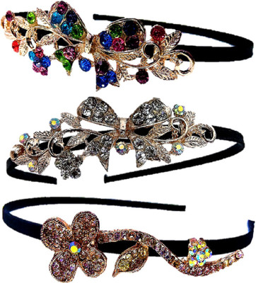 

Proplady Partywear Stylish Rhinestone (Pack of 3) Hair Bands for Girls & Women|Wedding Hair Accessories|Designer Hair Band, Head Band, Hair Chain, Hair Accessory Set(Silver, Copper, Multicolor)