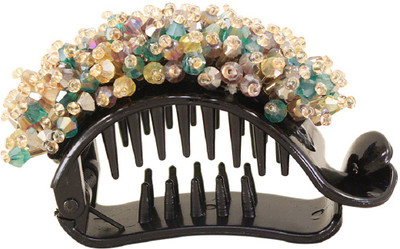 

Fabfashion Green Colour Daily Wear Hair Accessories Crystal Rhinestone Beaded Design Hair Clip(Green)