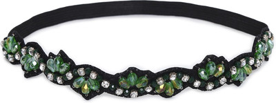 

SVAZ Beaded Wide Headwrap Elastic Hairband for Women and Girls Head Band(Blue)