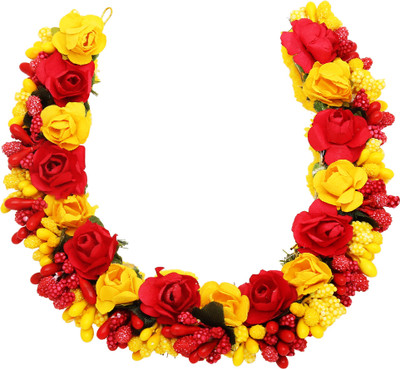 

Sanjog Women Yellow&Red Hair Accessory -Juda Maker Flower Gajra Bun(Yellow)