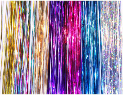 

La Demoiselle 20" Tinsel 175 Strands Seven Colors (Sparkling Silver, Purple, Rainbow, Hot Pink, Gold, White Gold, Blue) With Bonus Hair Extension