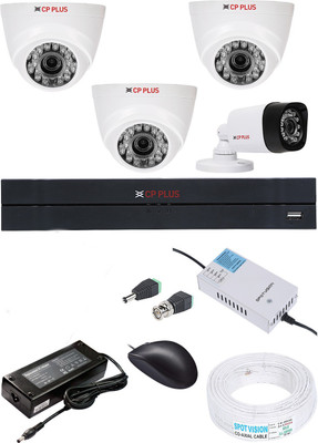 CP PLUS CP-PLUES 4CH DVR CP-UVR-0401E1-CS 01PCS DOMECAMERA CP-USC-DA10L2-0360 03PCS BULLET CAMERA CP-USC-TA10L2-0360 01PCS Security Camera(4 TB, 4 Channel)