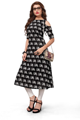 ANGEL QUEEN Festive & Party Printed Women Kurti(Black) Flipkart