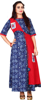 Availkart Casual Printed, Floral Print Women Kurti(Blue, Red) Flipkart
