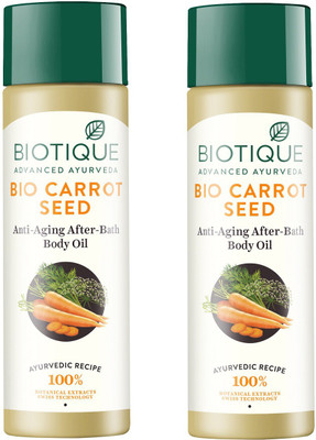 BIOTIQUE BIO CARROT SEED ANTI AGING AFTER BATH BODY MASSAGE OIL 120ML(240 ml)