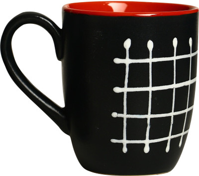 

Caffeine in black and red Doodle Platform (Set of 1) Ceramic Mug(400 ml), Black;red
