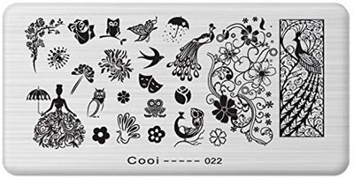 

SYGA 1 Piece Cooi_022 Style Nail Plates Nail Art Image Stamping Plates Nail Sticker(Silver)