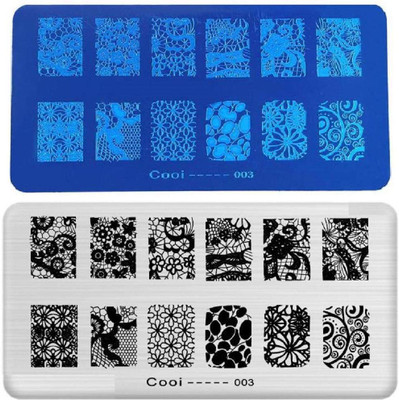 

SYGA 1 Piece Cooi_003 Style Nail Plates Nail Art Image Stamping Plates Nail Sticker(Silver)