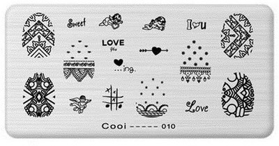 

SYGA 1 Piece Cooi_010 Style Nail Plates Nail Art Image Stamping Plates Nail Sticker(Silver)